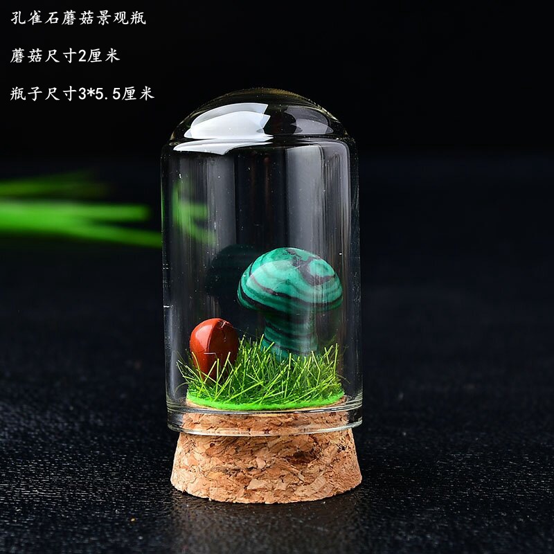 Malachite mushrooms with bottles