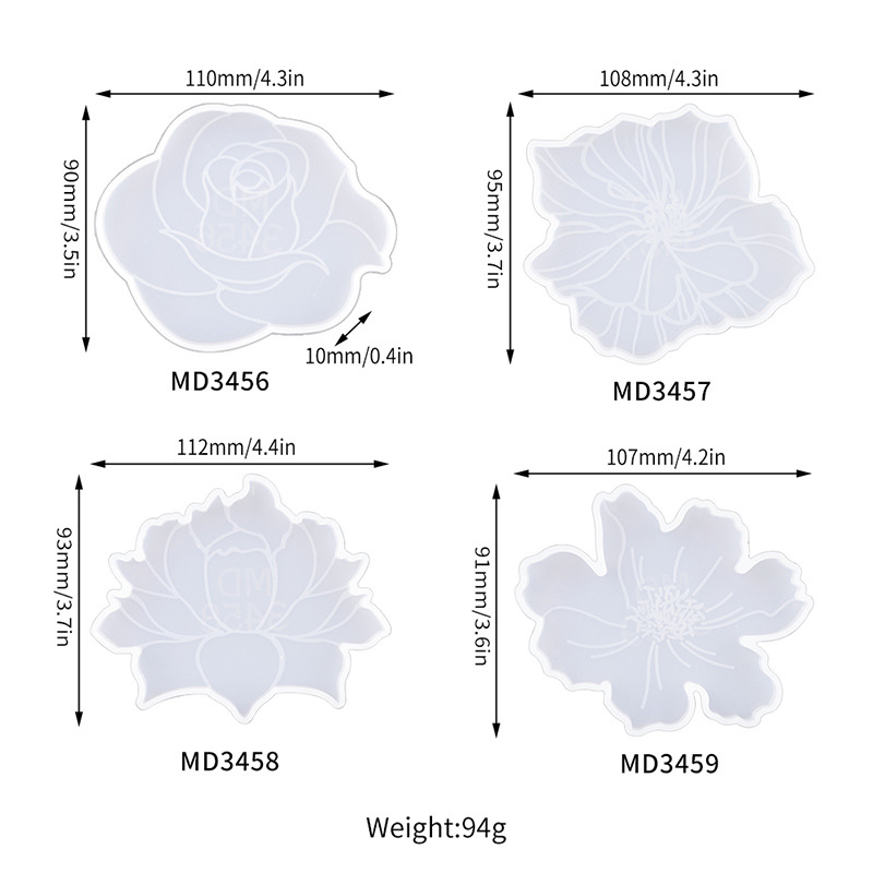 Four flower coasters mold (MD3456 3457 3458 3459)