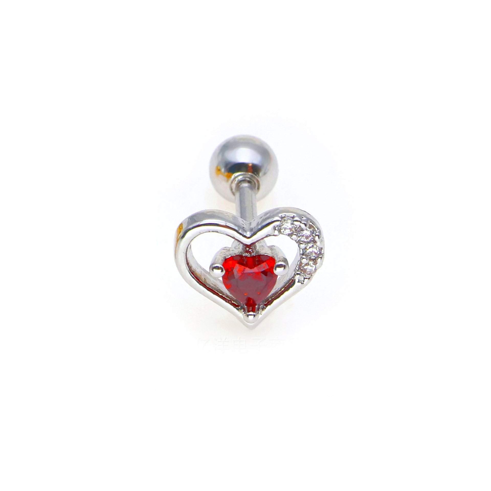 Heart-shaped red (white gold)