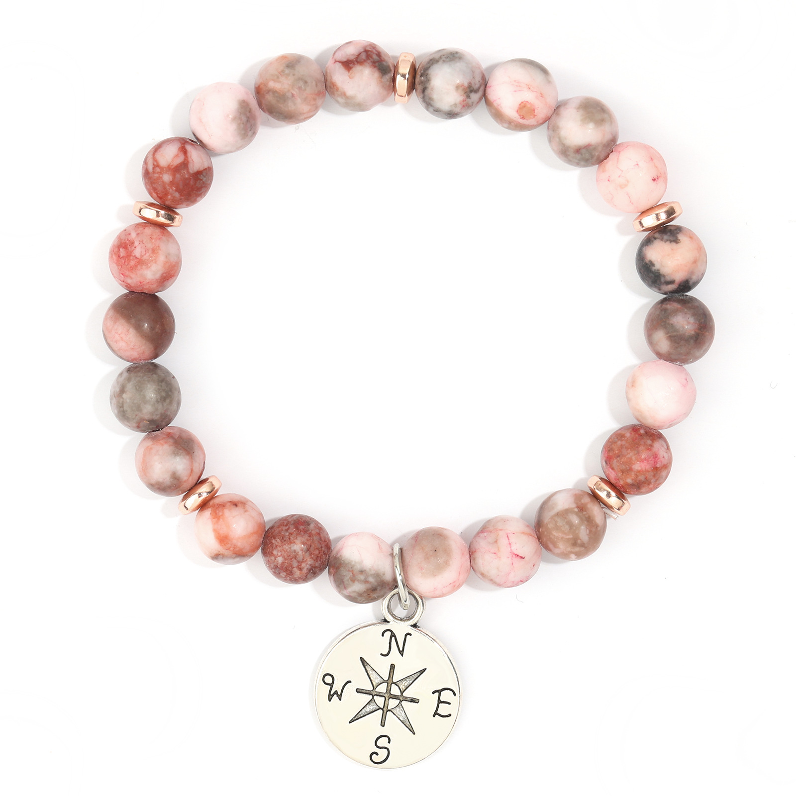 Pink zebra compass pendant