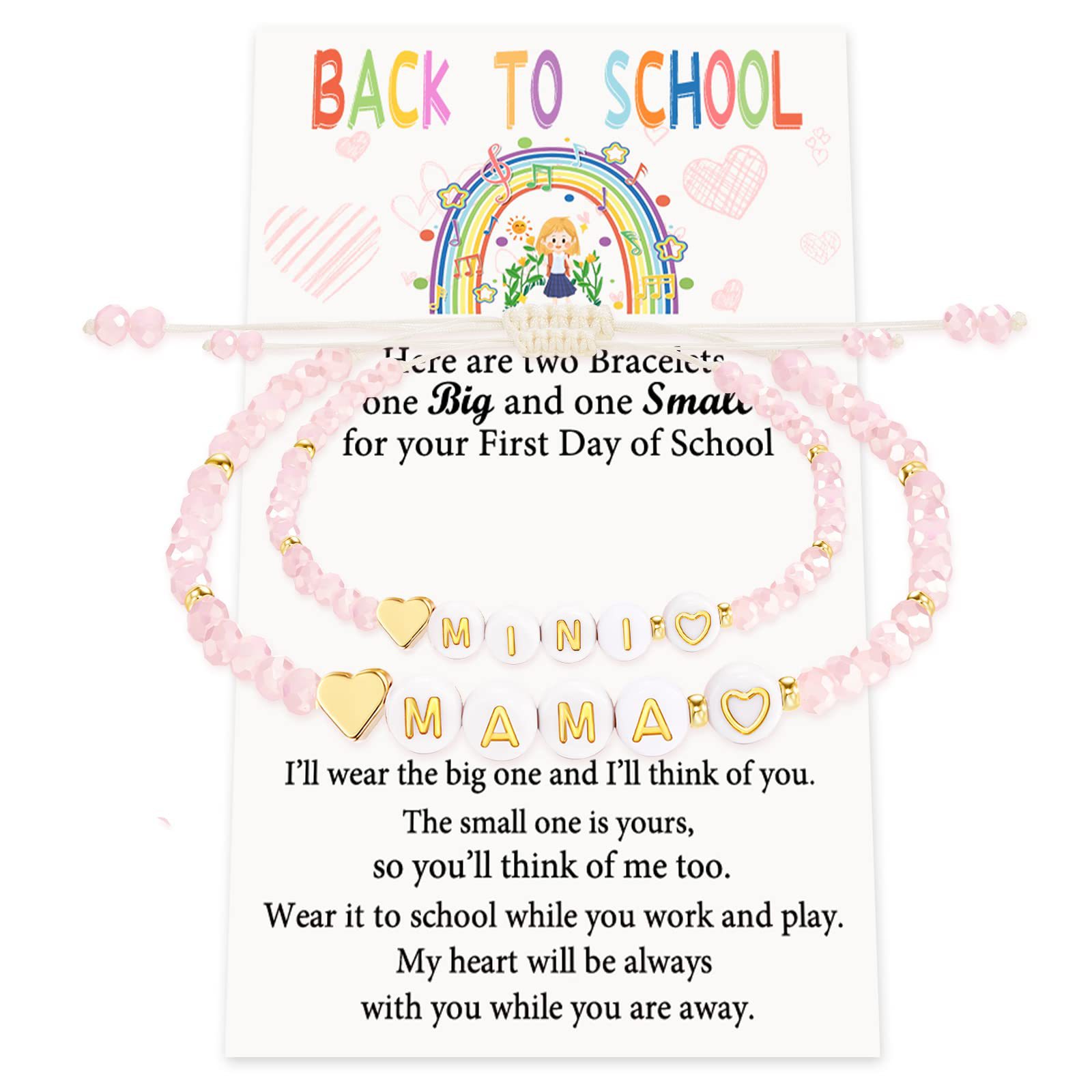 MAMA pink bead bracelet Back to school card