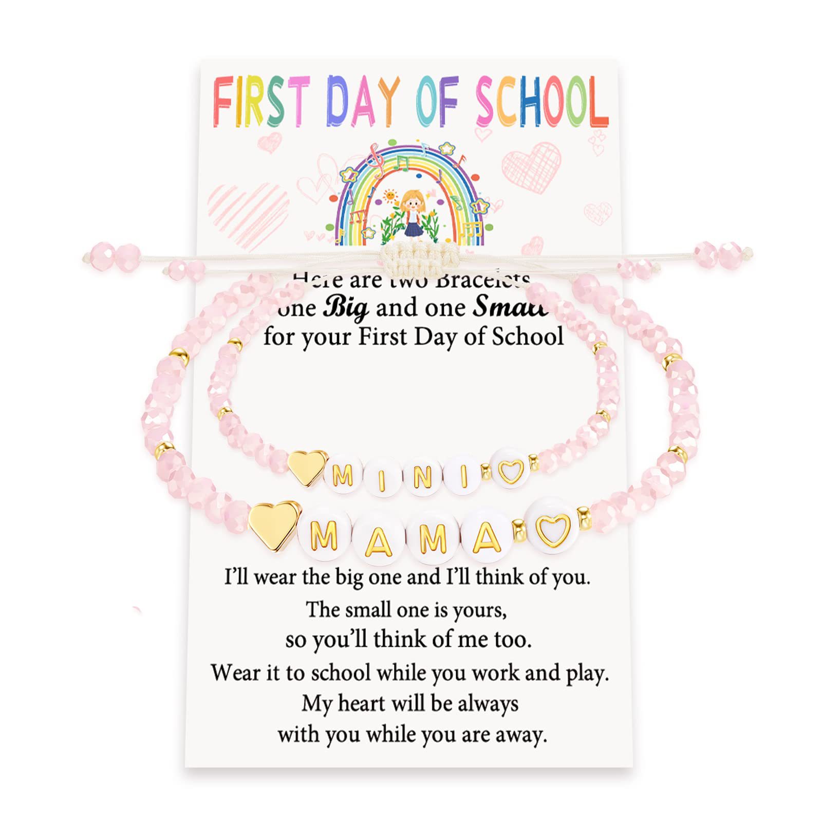 MAMA pink bead bracelet FirstDay girl card