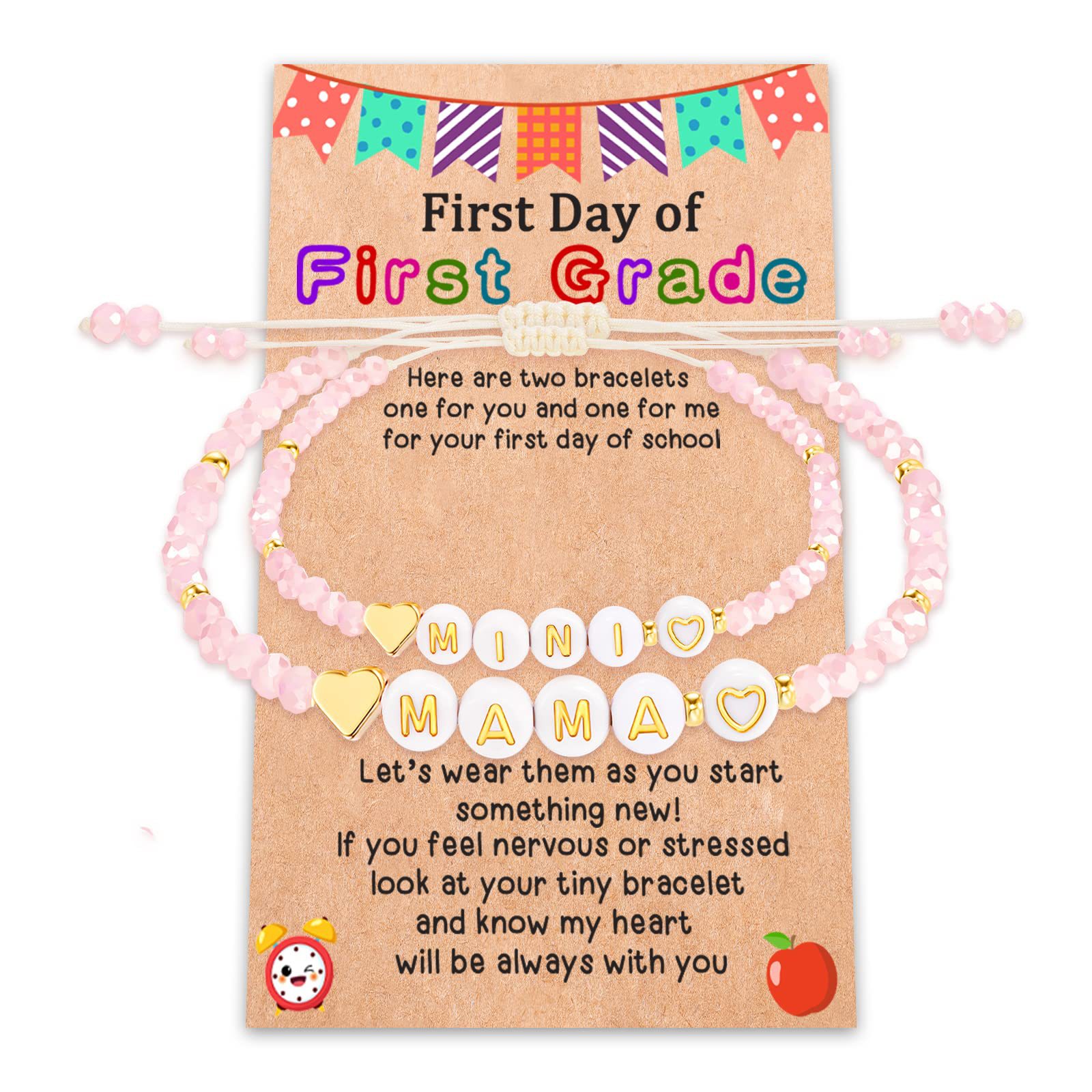 MAMA pink bead bracelet First Grade card