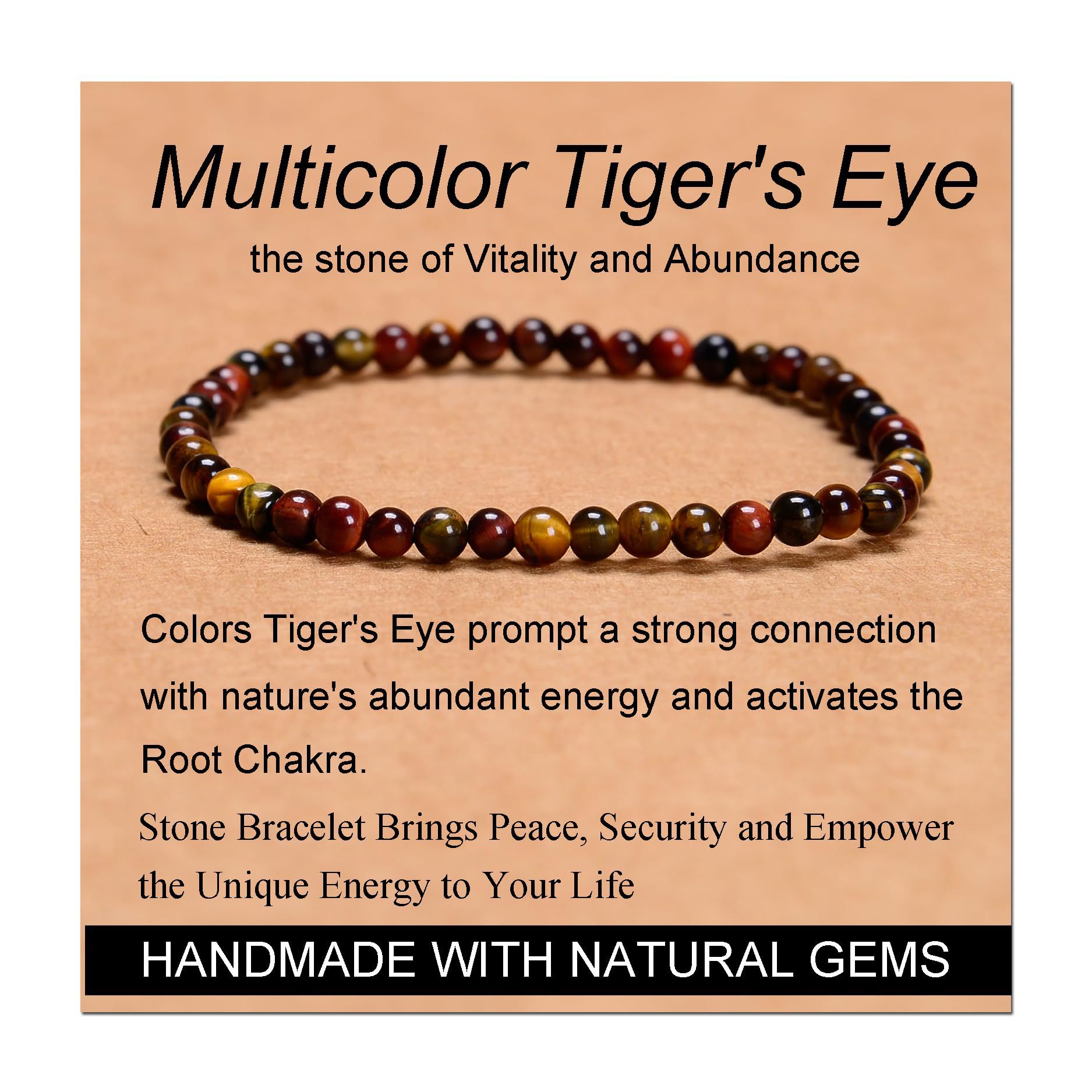 Three color tiger eye stone bracelet