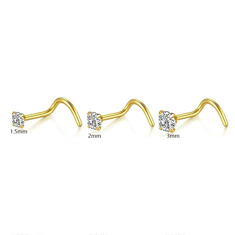 E corkscrew nose studs 3 pieces set