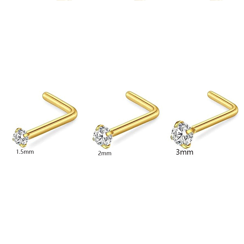 F L shaped nose stud 3 pieces set