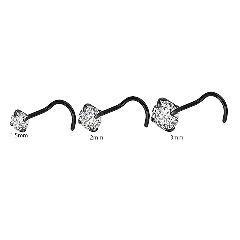 H corkscrew nose studs 3 pieces set