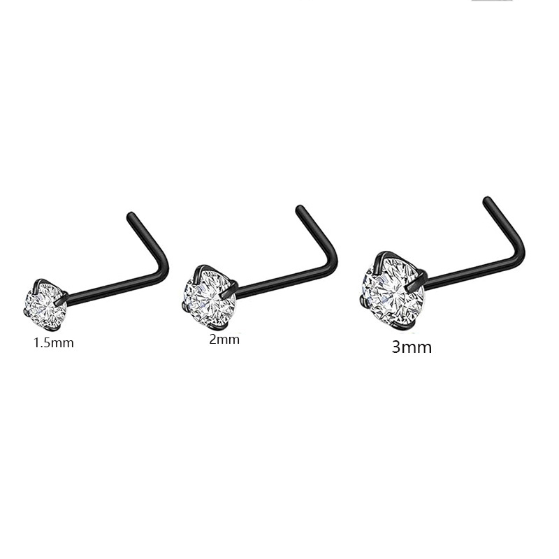 I L shaped nose stud 3 pieces set