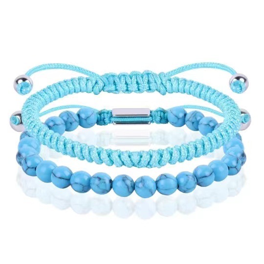 Blue turquoise blue braided bracelet