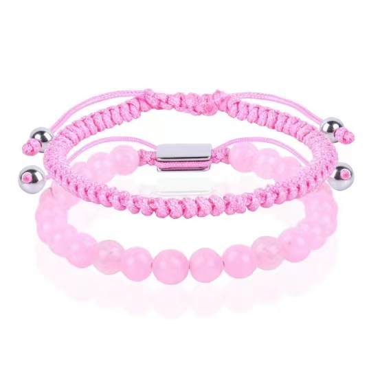 Rose quartz pink braided bracelet