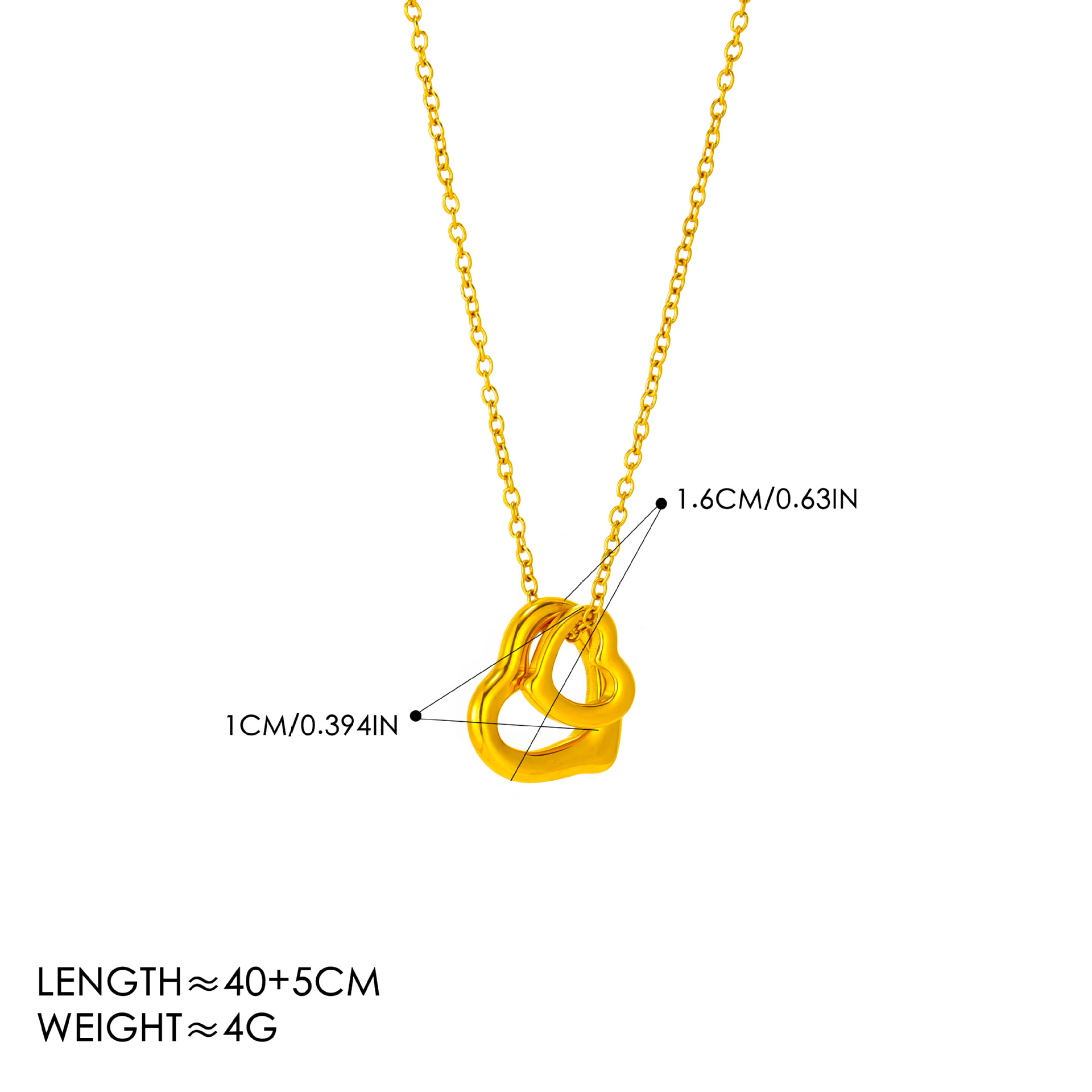 Gold   large and small heart necklace