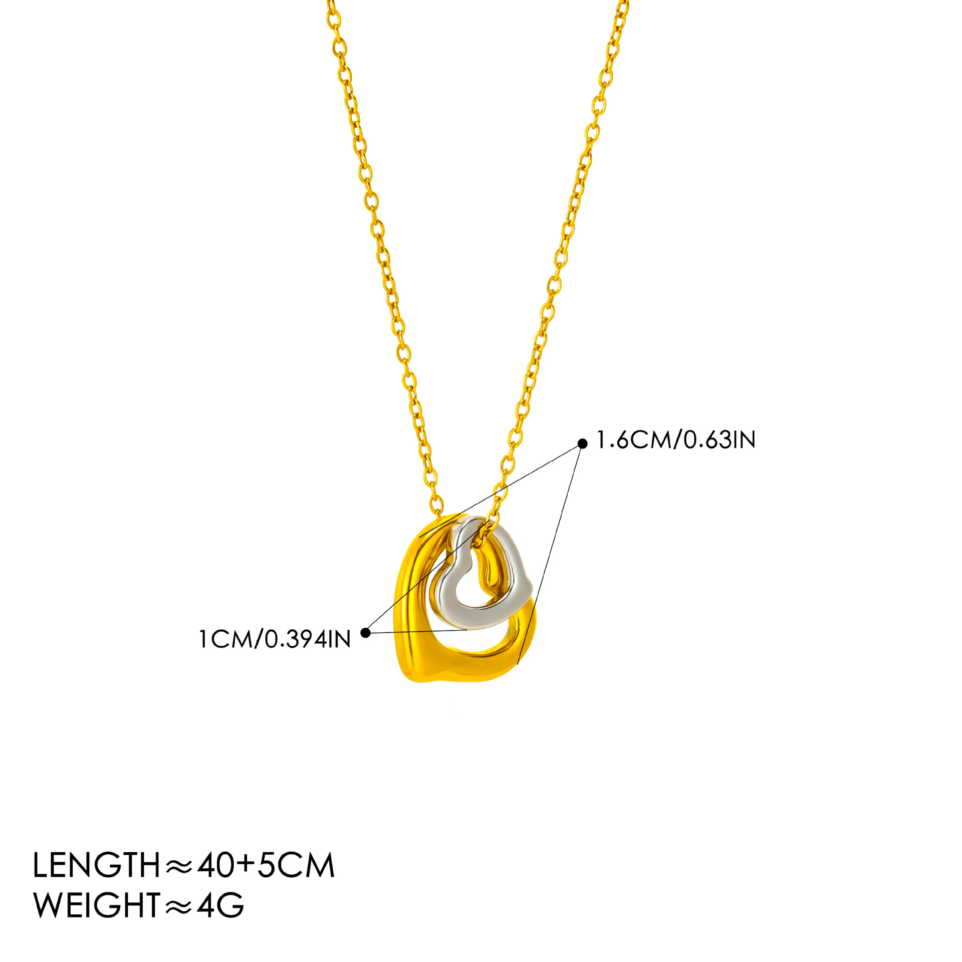 Between gold   size love necklace