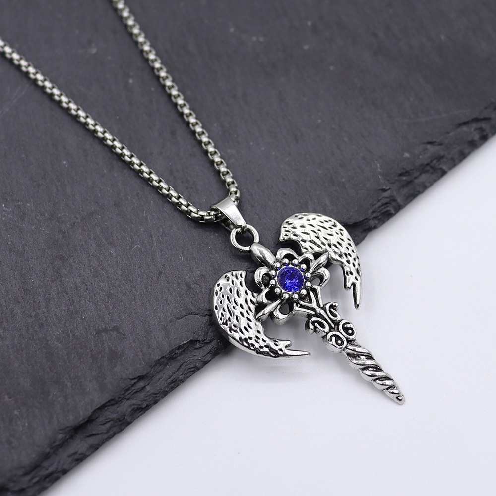 Blue [with 60cm square pearl chain]