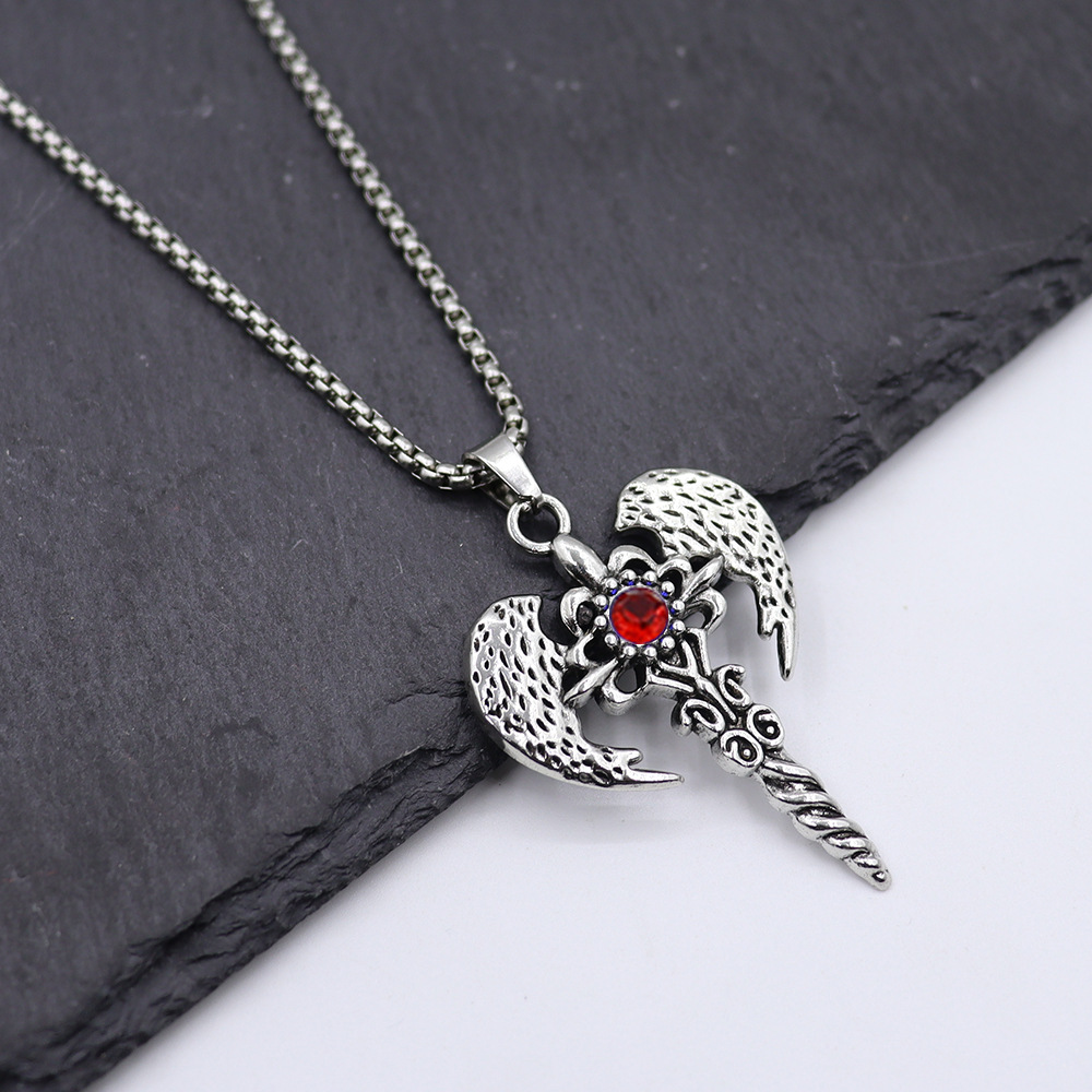 Red [with 60cm square pearl chain]