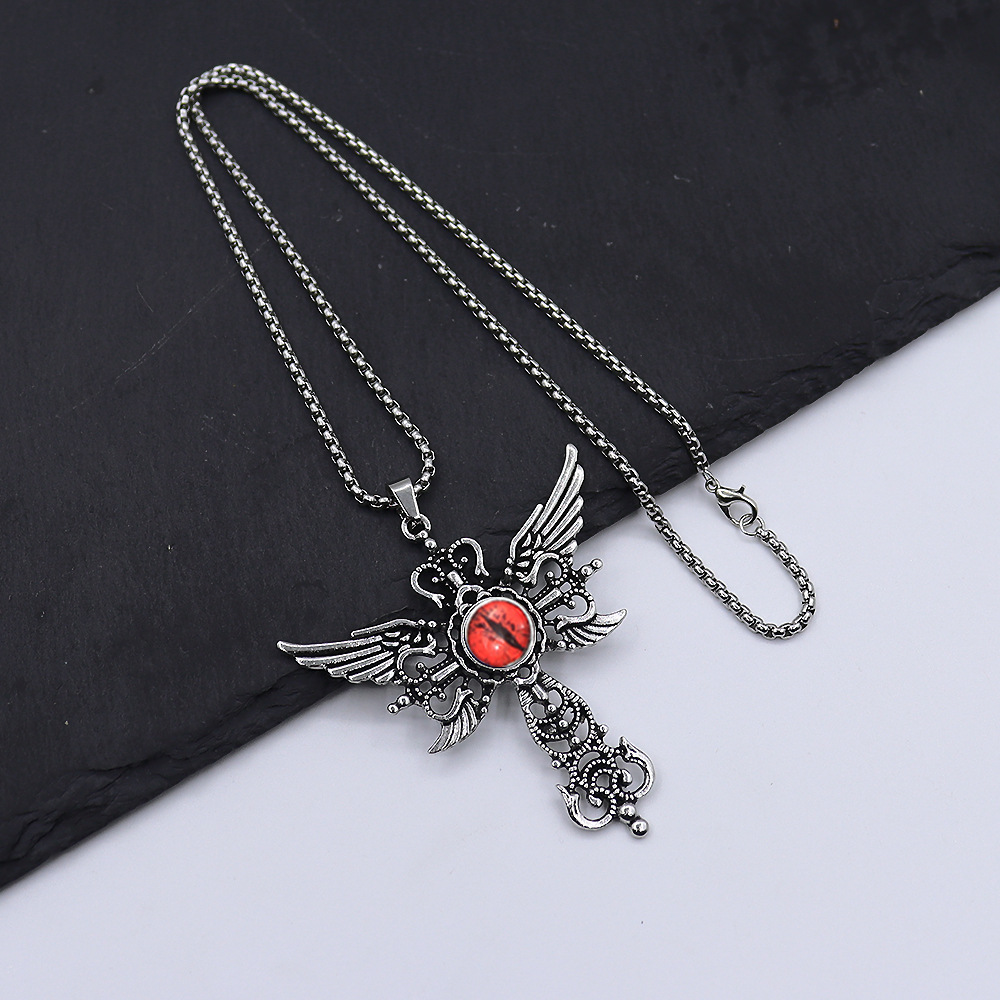 Red [with 50cm square pearl chain]