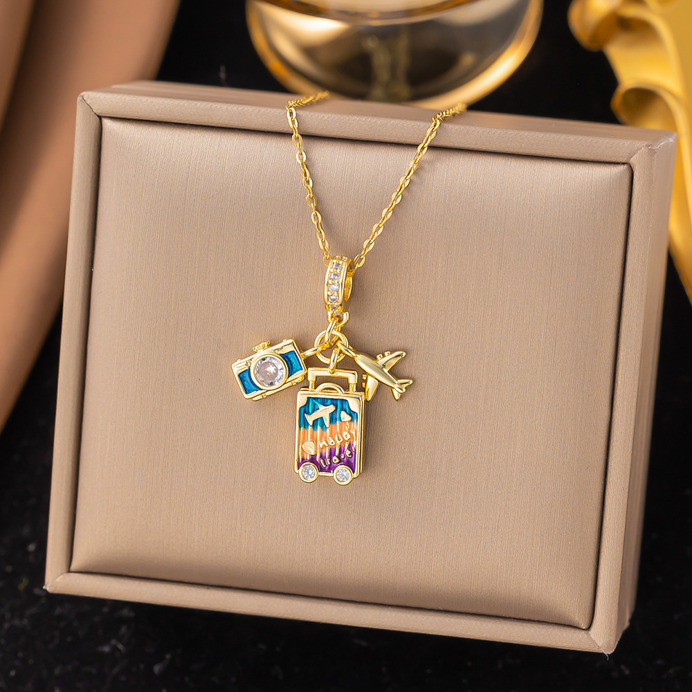 [8016] Global Photography Travel Necklace [Gold]]