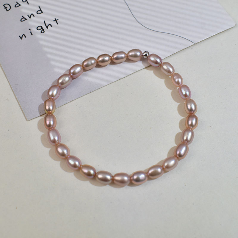 Natural purple rice bead bracelet