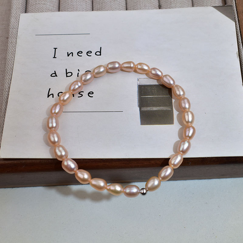 Orange pink rice bead bracelet