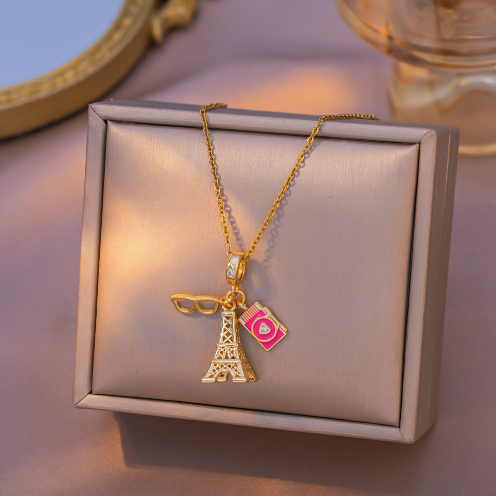Yxl9355 luggage tower necklace gold