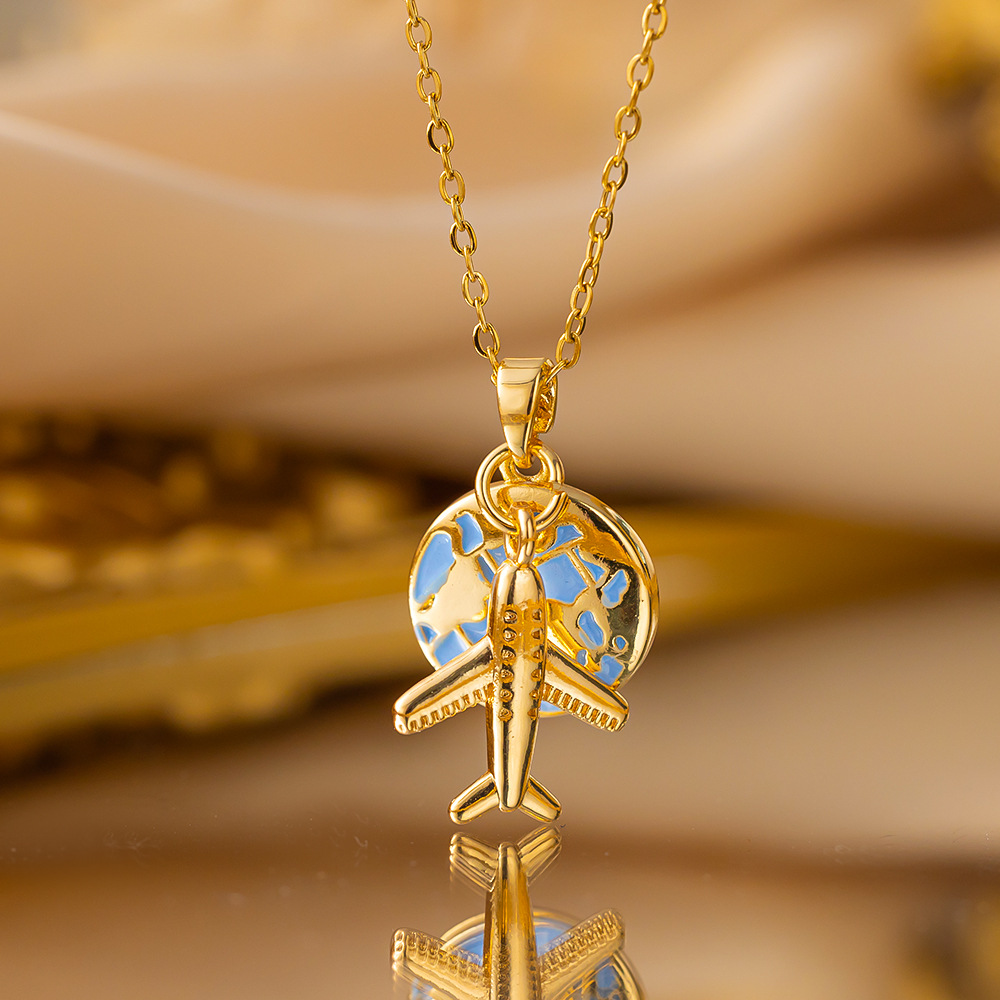 Yxl9167 around the world necklace gold
