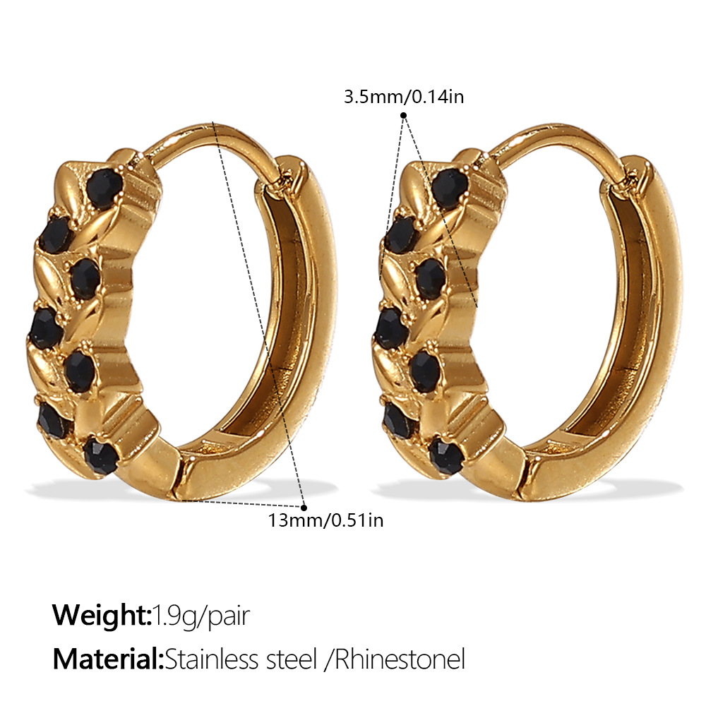 Eh1112bkg black diamond gold earrings