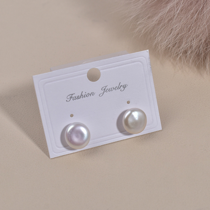 10mm button stud earrings white 925 silver needle