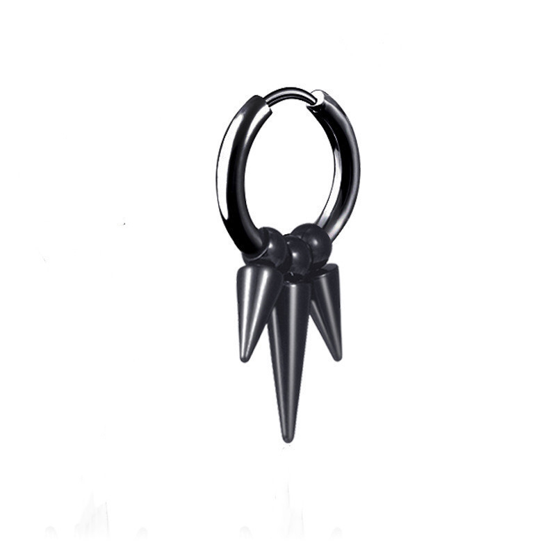 Black ear buckle with three pointed cones single