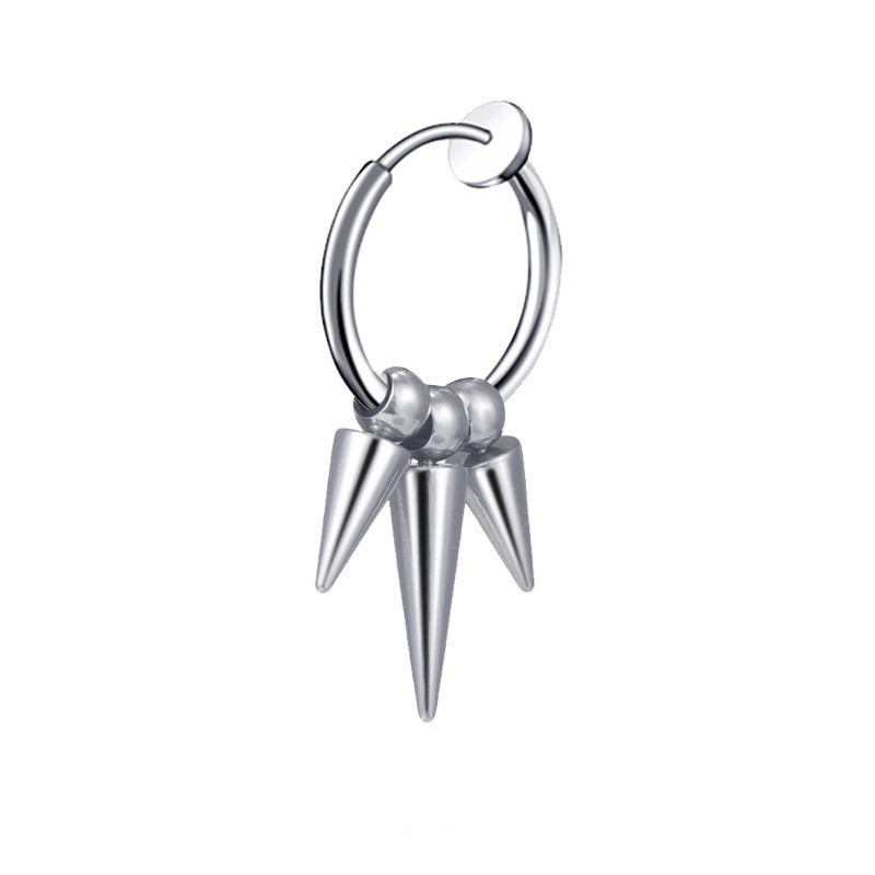 Steel ear clip with three pointed cones