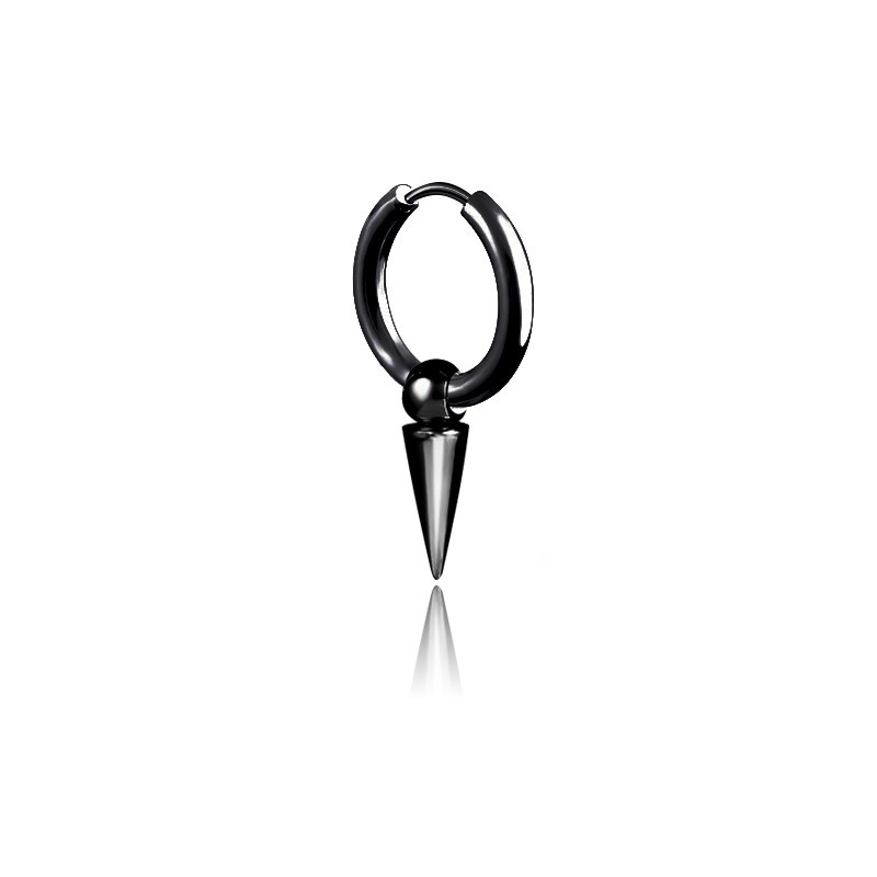 Black ear buckle with single short pointed cone