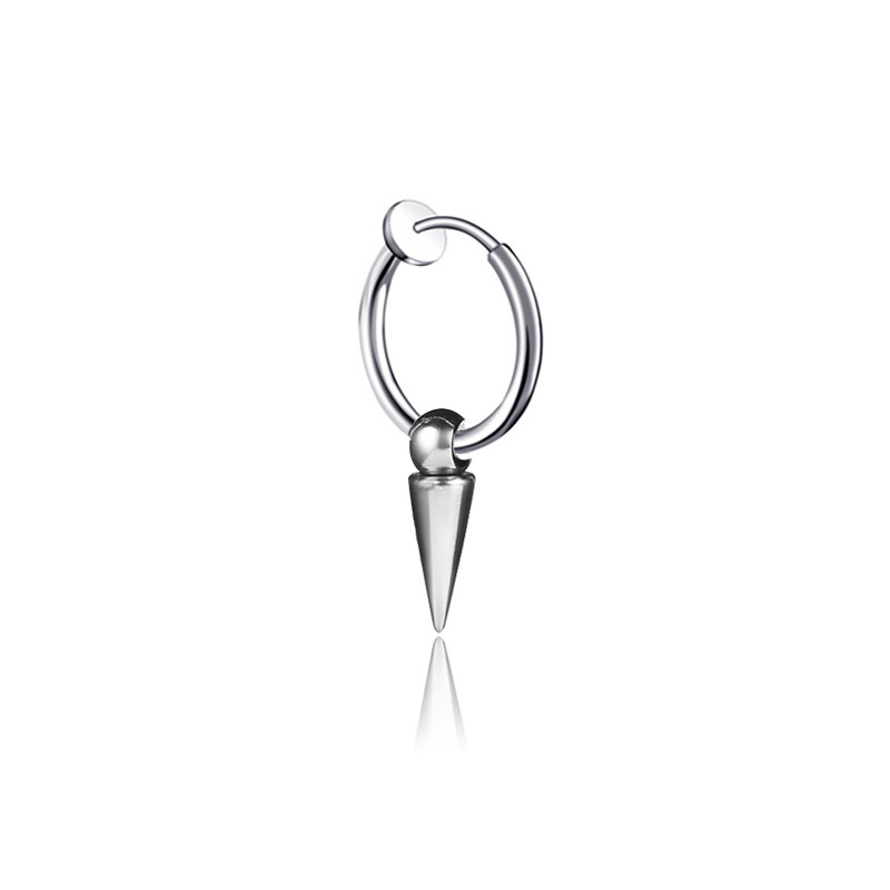 Steel ear clip with single short pointed cone