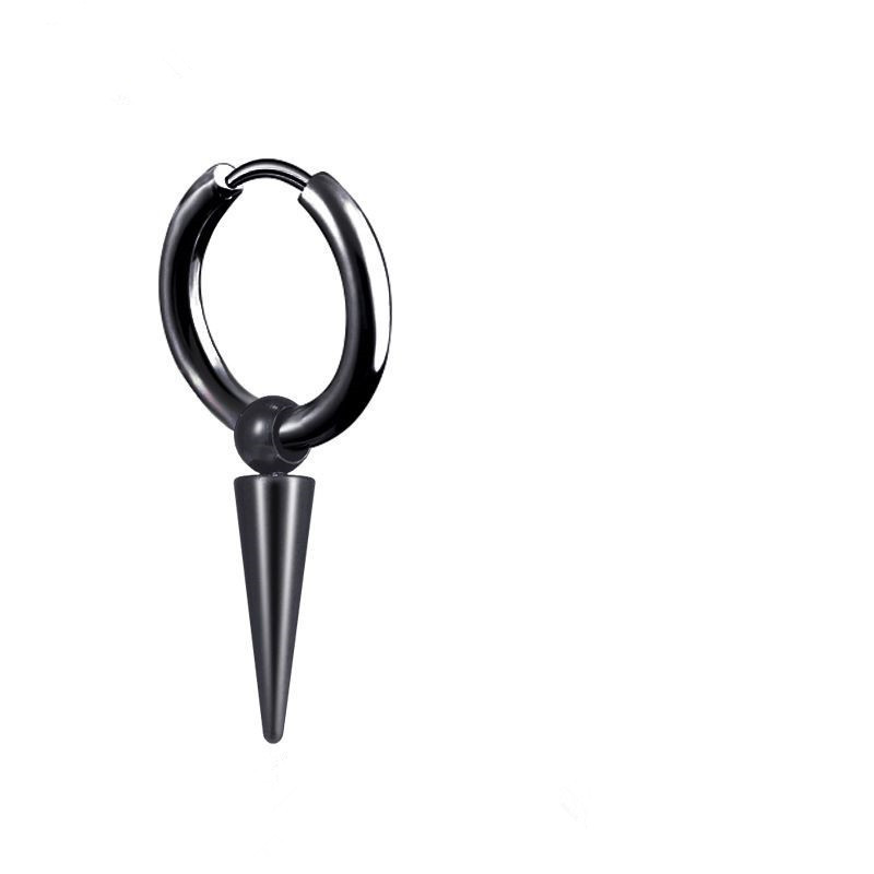 Black ear buckle with single long pointed cone