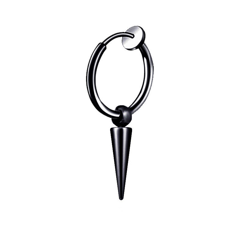 Black ear clip with single long pointed cone
