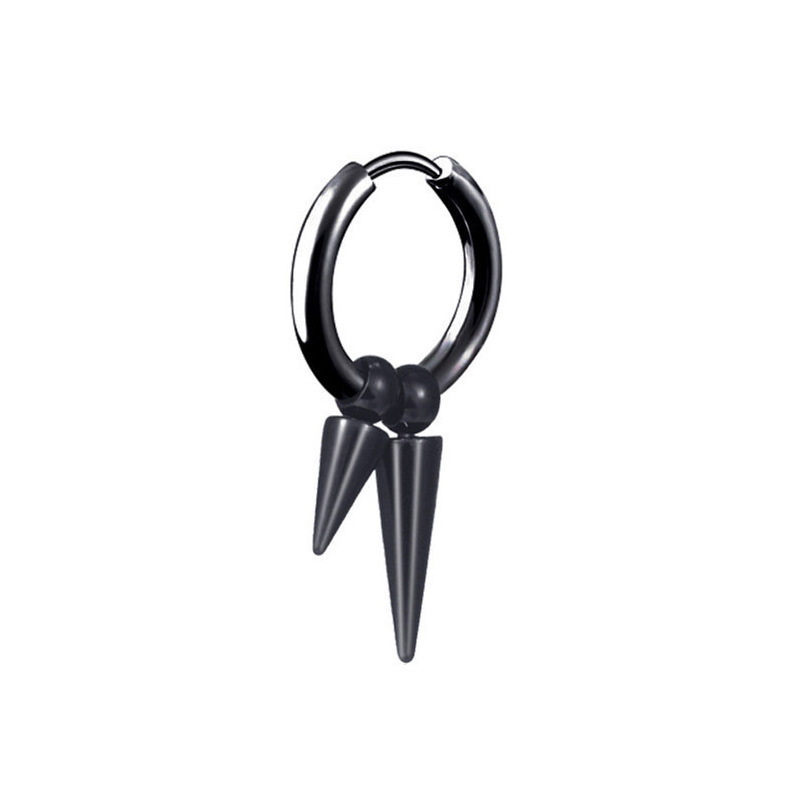 Black ear buckle with two pointed cones