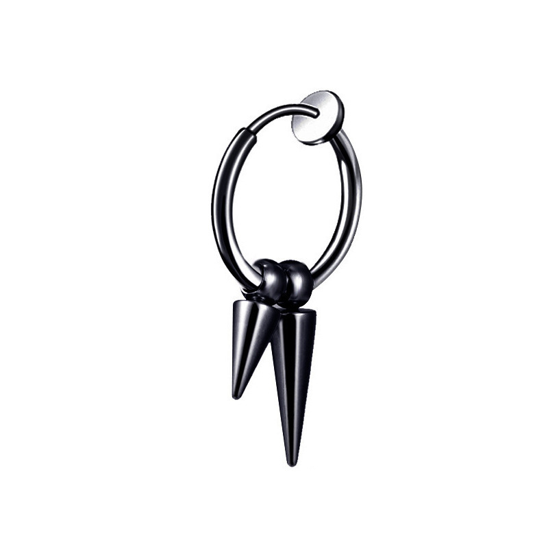 Black ear clip with two pointed cones