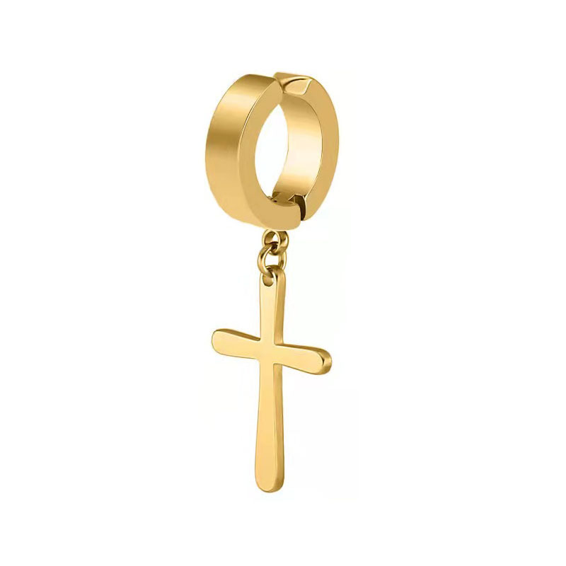 gold ear clip cross single
