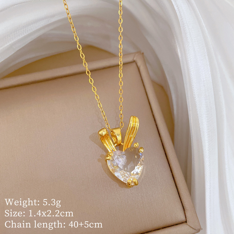 P529 necklace, titanium steel chain, copper micro-inlaid pendant