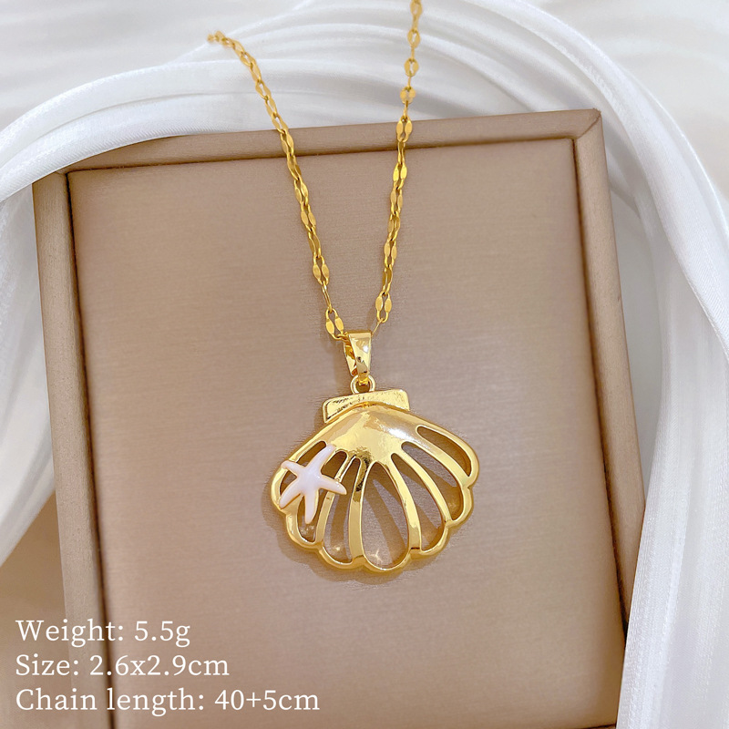 P527 necklace, titanium steel chain, copper micro-inlaid pendant