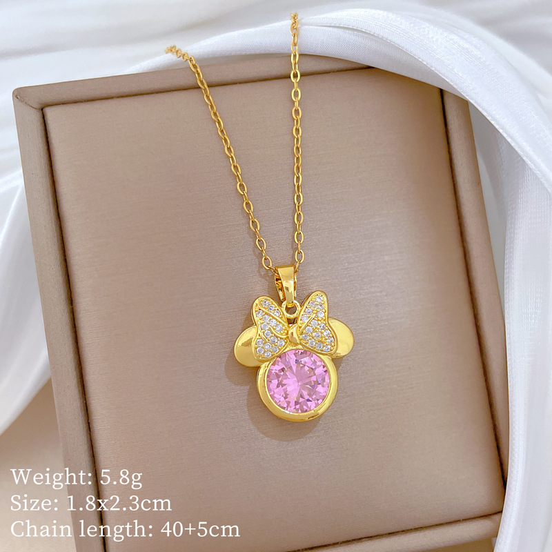 P525 necklace, titanium steel chain, copper micro-inlaid pendant