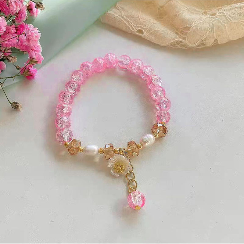 Strawberry color flower bracelet