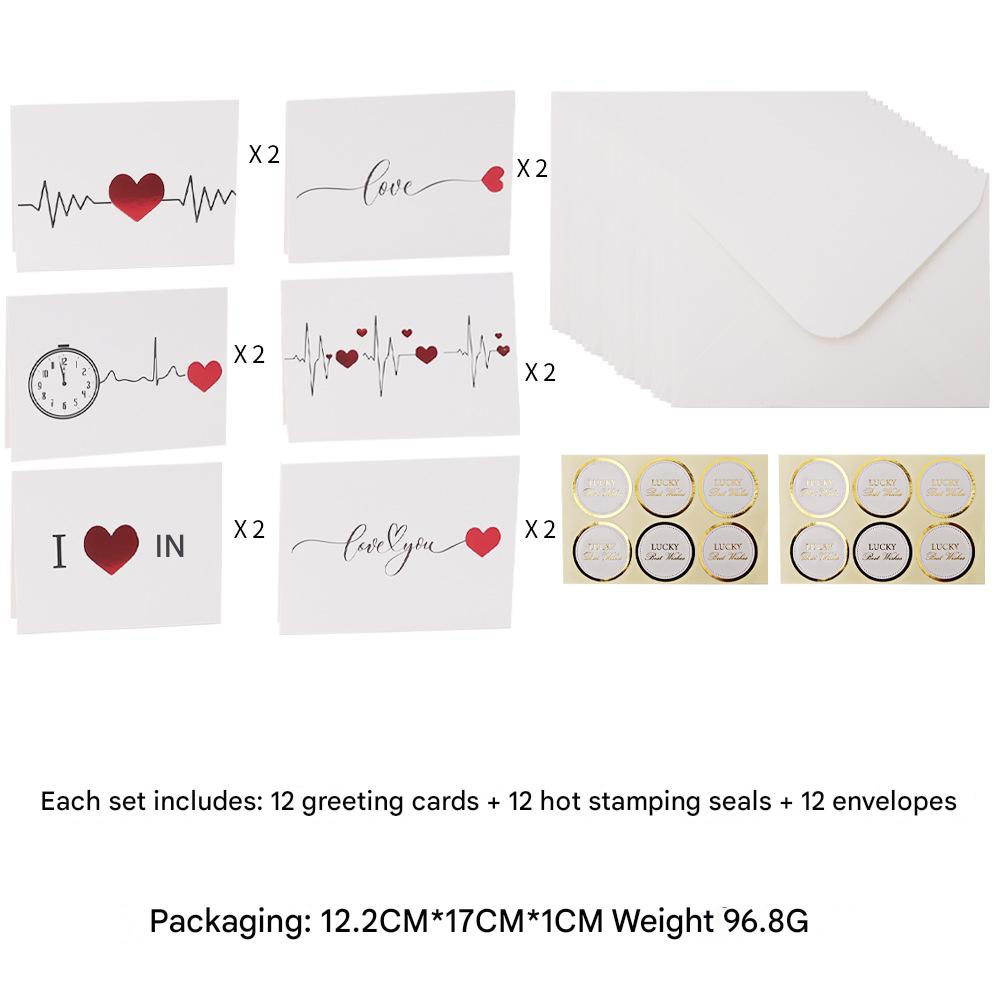 Foreign trade set: 12 greeting cards   12 envelopes   12 sealing stickers