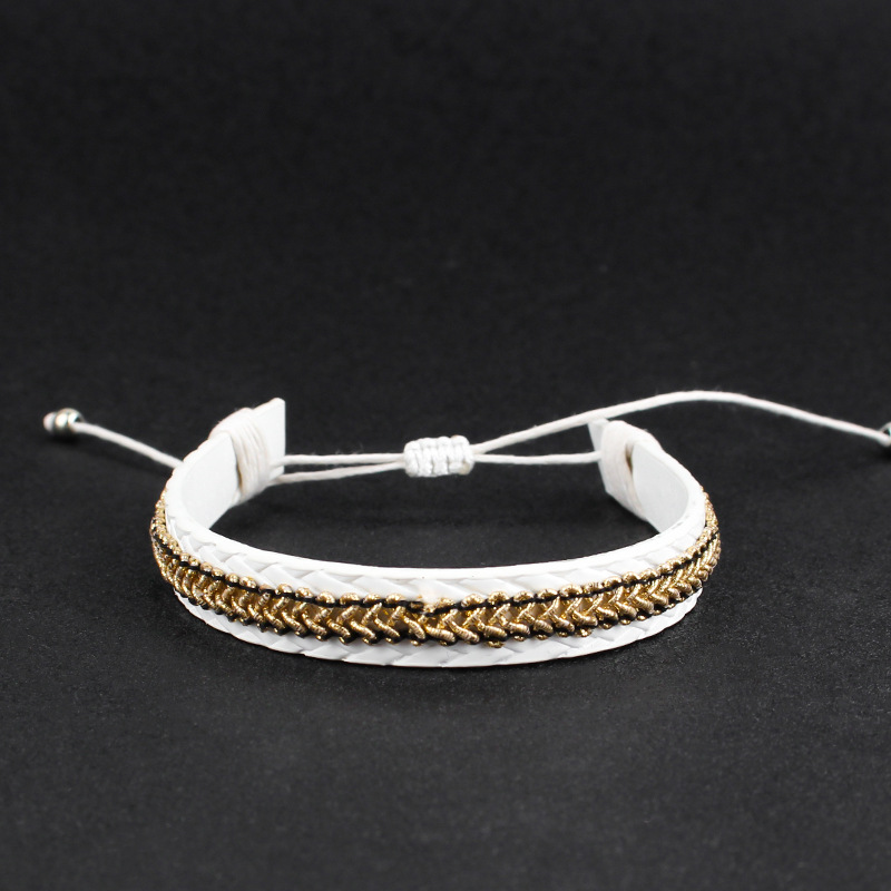 White embossed leather bracelet