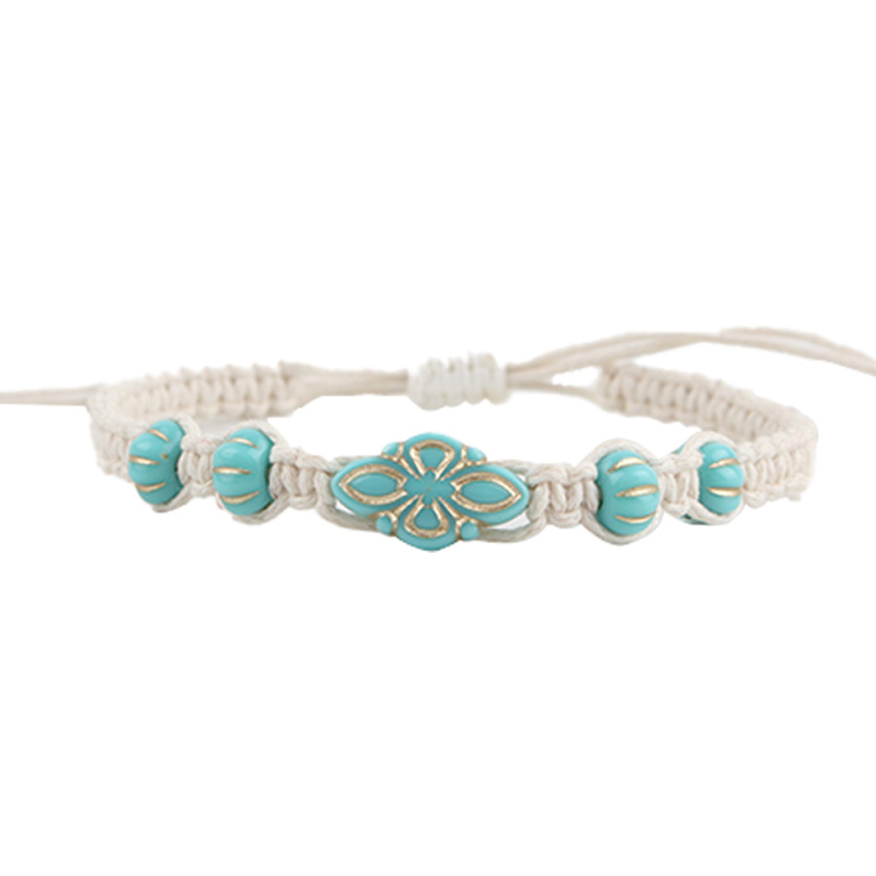 Green beads adjustable bracelet