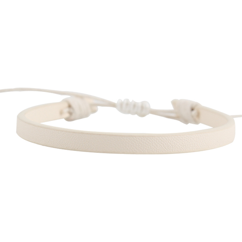 Creamy-white PU adjustable bracelet