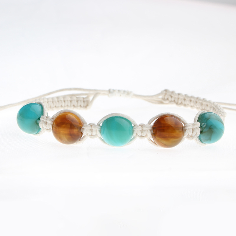 Round-Beaded Hand-Woven Adjustable Bracelet