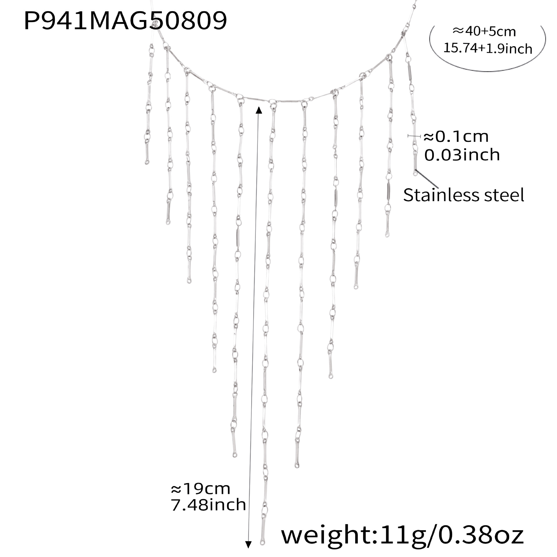 Steel-colored tassel necklace