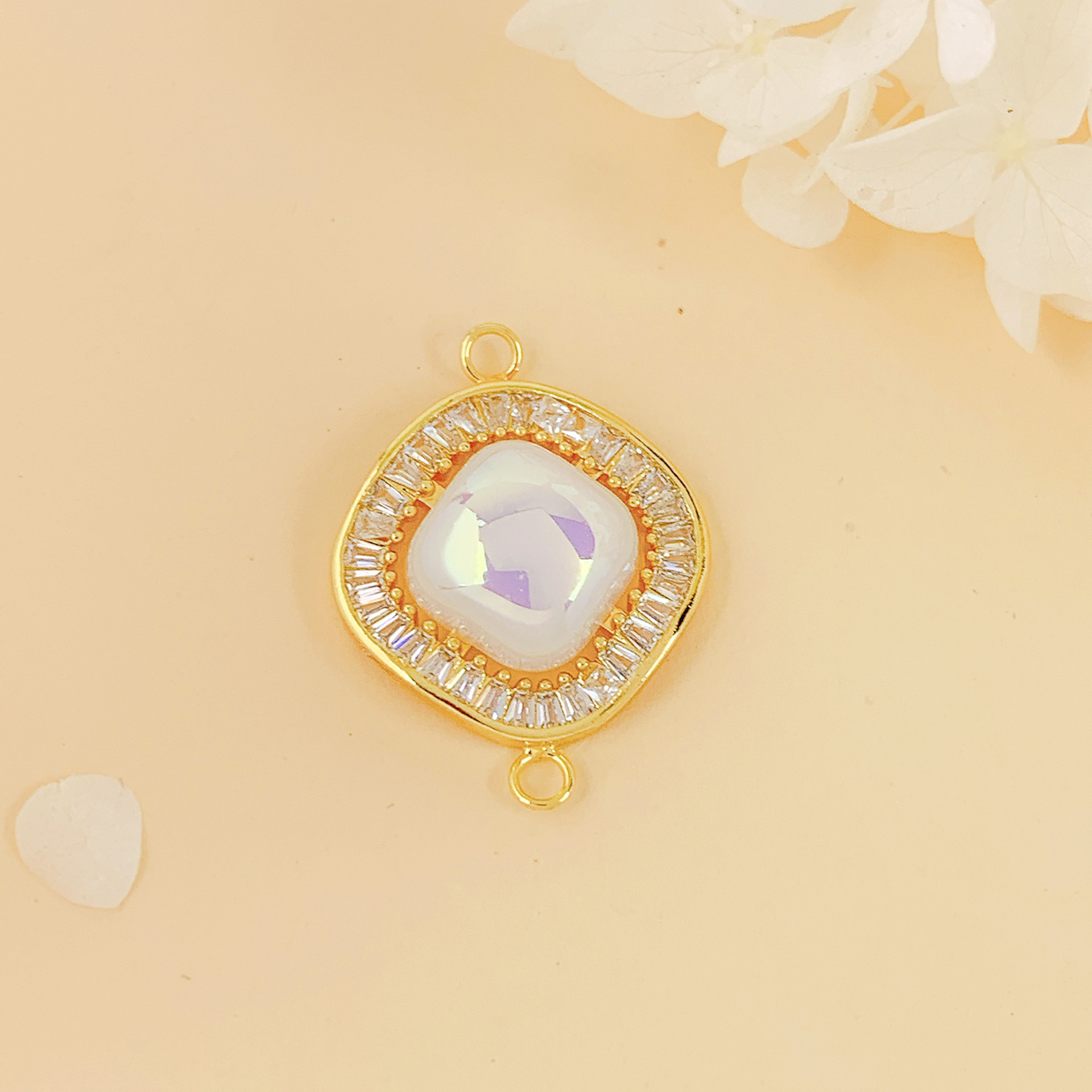 Sl611 square pearl pendant gold