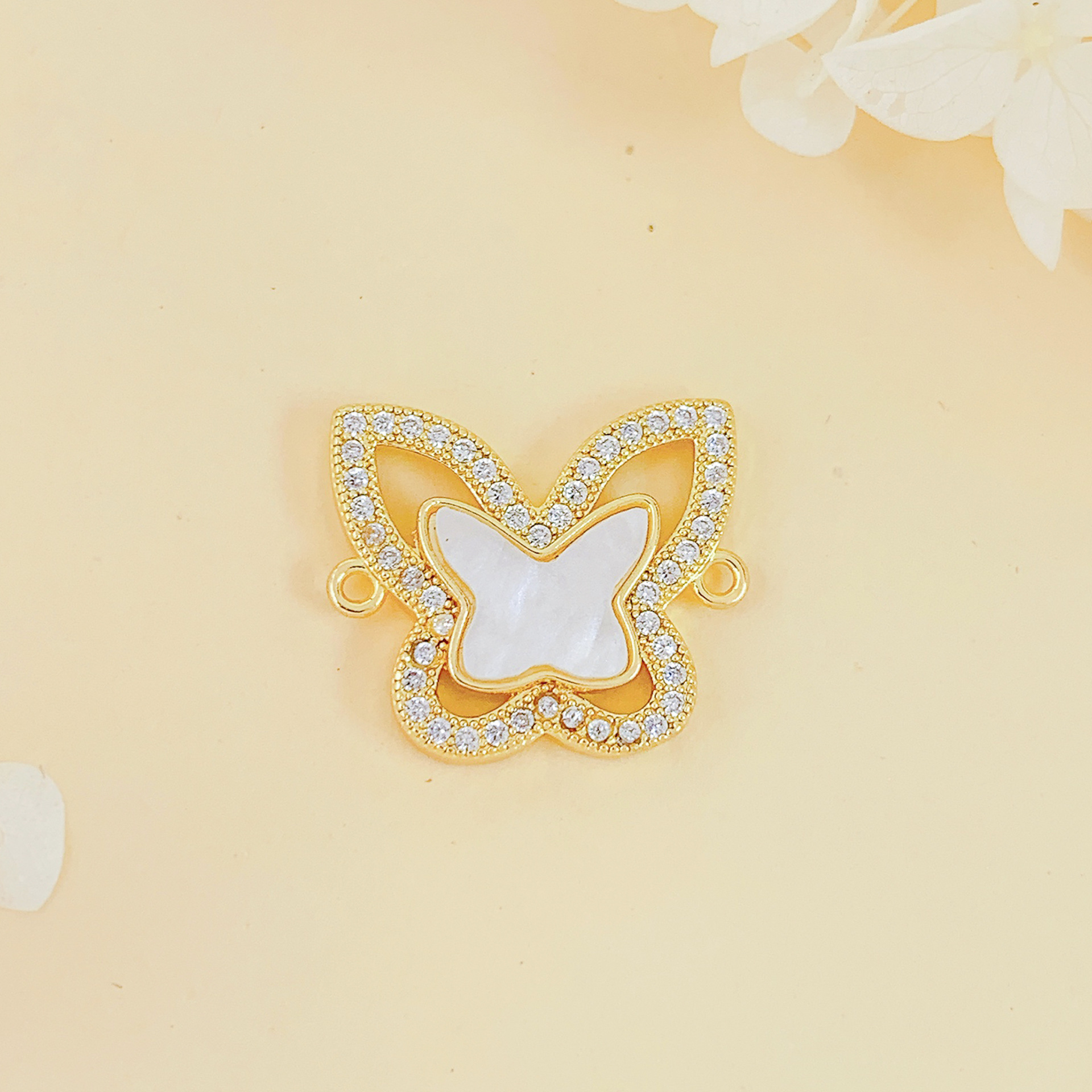 Sl613 double butterfly pendant gold