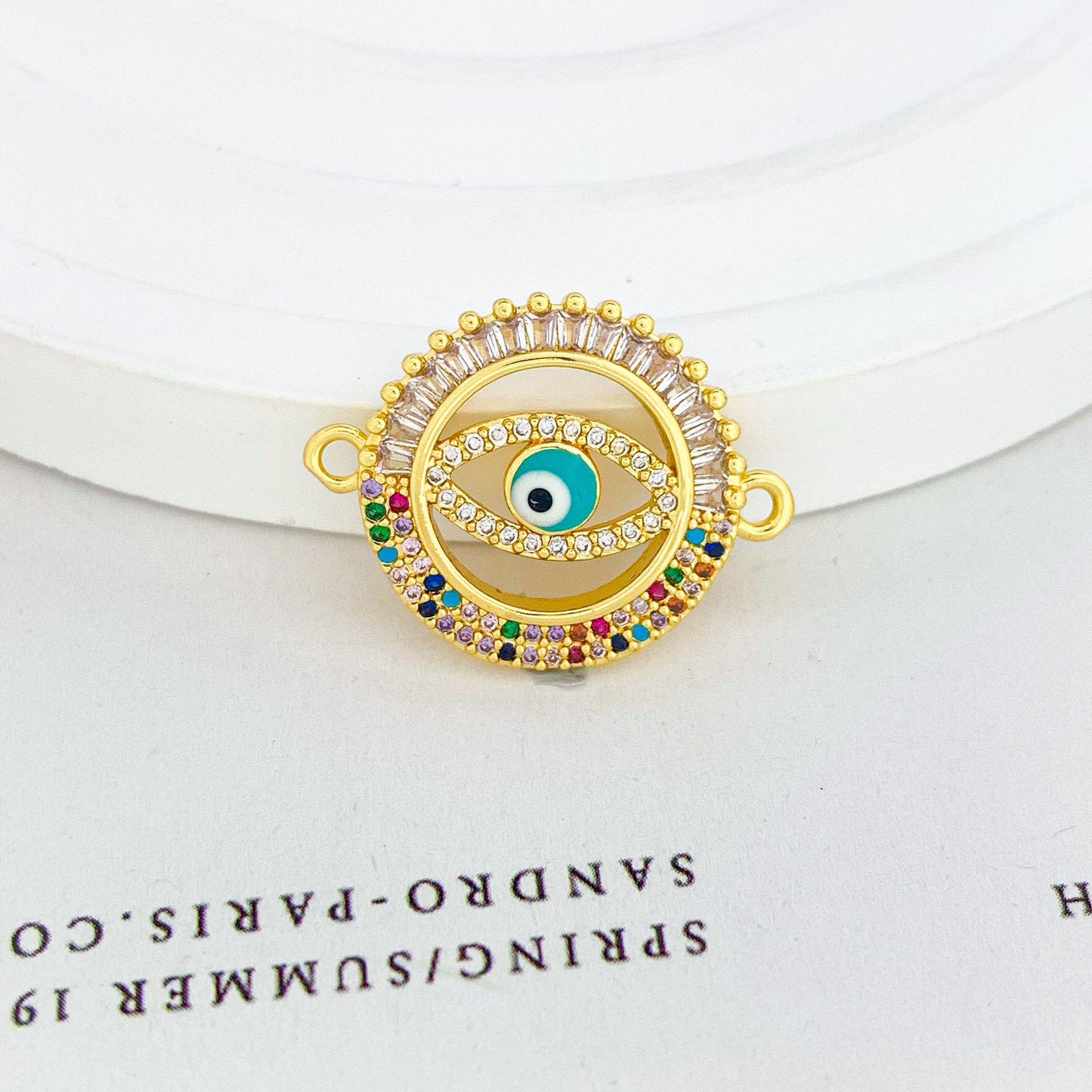 Sl177 ring color eye pendant gold