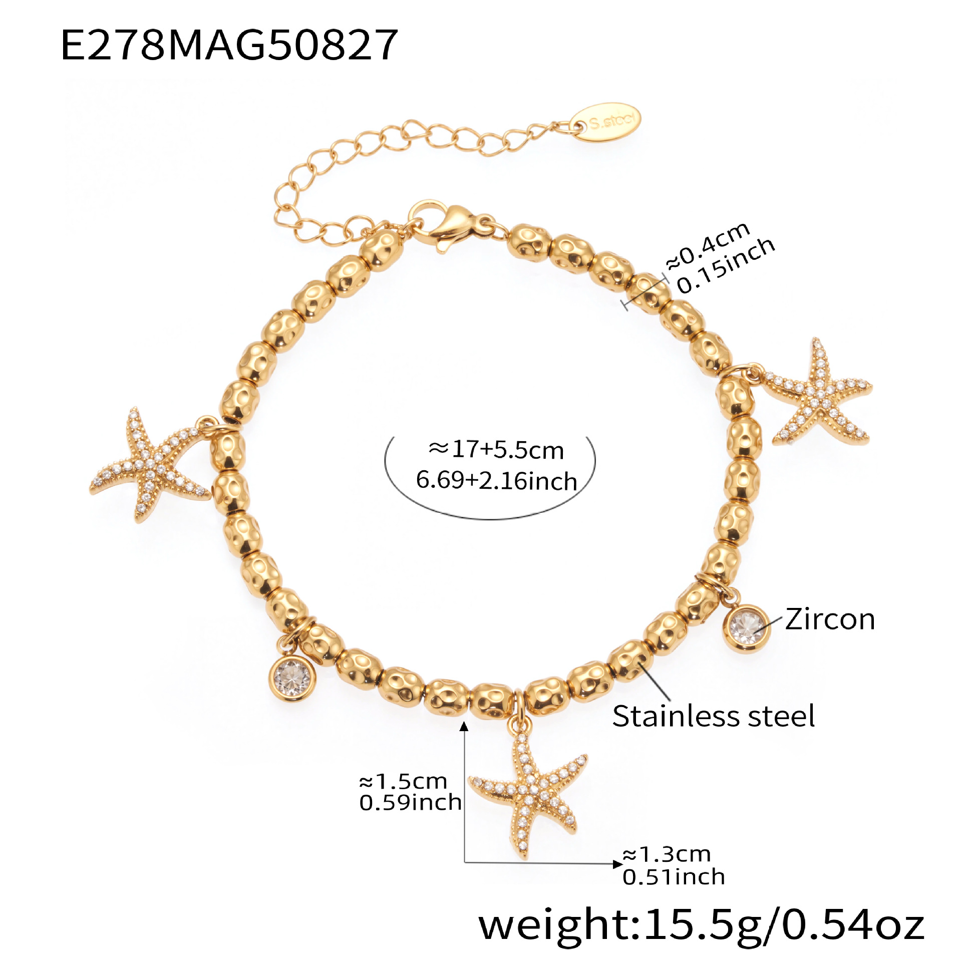 Starfish zircon bracelet