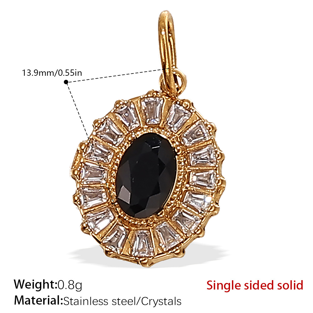 Pj495bkg black crystal gold pendant
